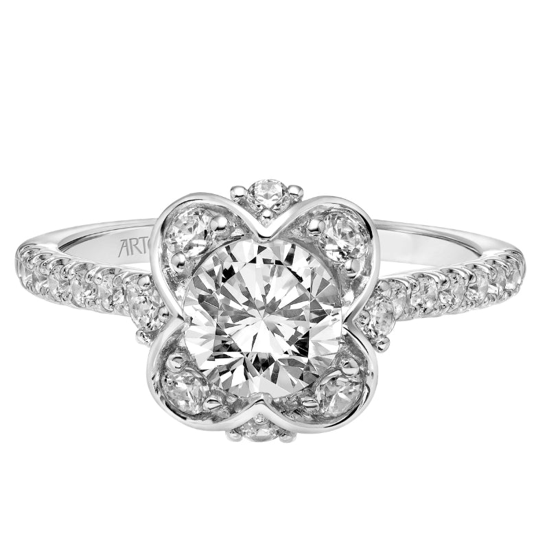 Artcarved Bridal Mounted with CZ Center Classic Contemporary Engagement Ring Lillian 18K White Gold