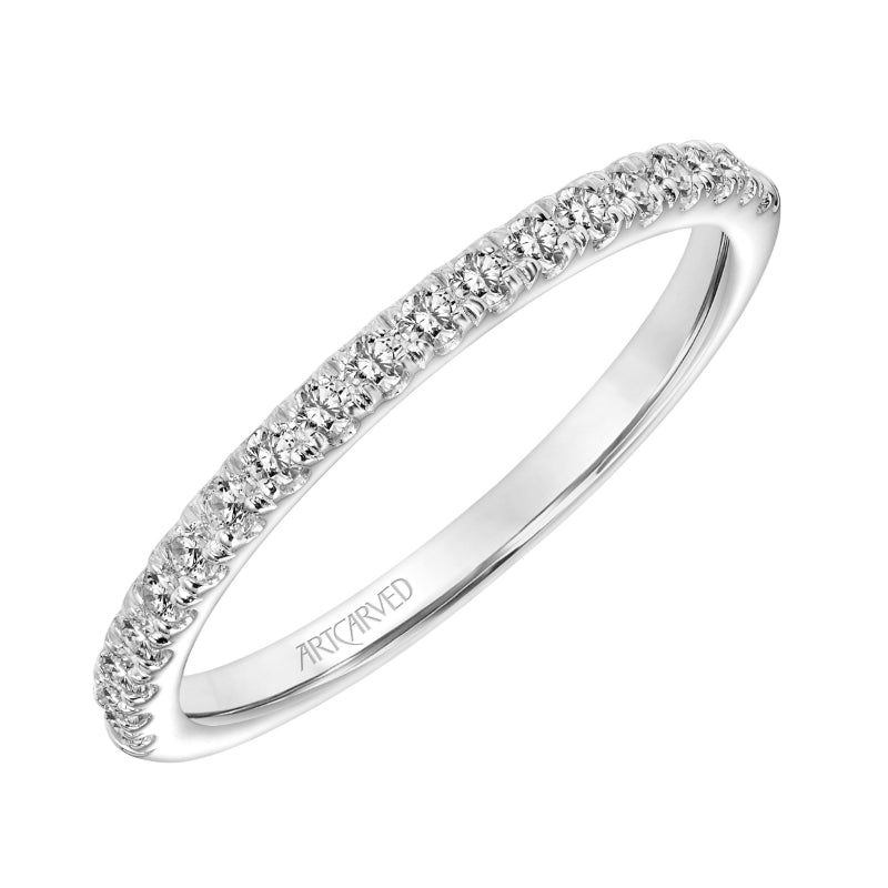 Artcarved Bridal Mounted with Side Stones Classic Contemporary Diamond Wedding Band Lillian 18K White Gold