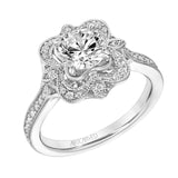 Artcarved Bridal Semi-Mounted with Side Stones Vintage Vintage Engagement Ring Helen 14K White Gold