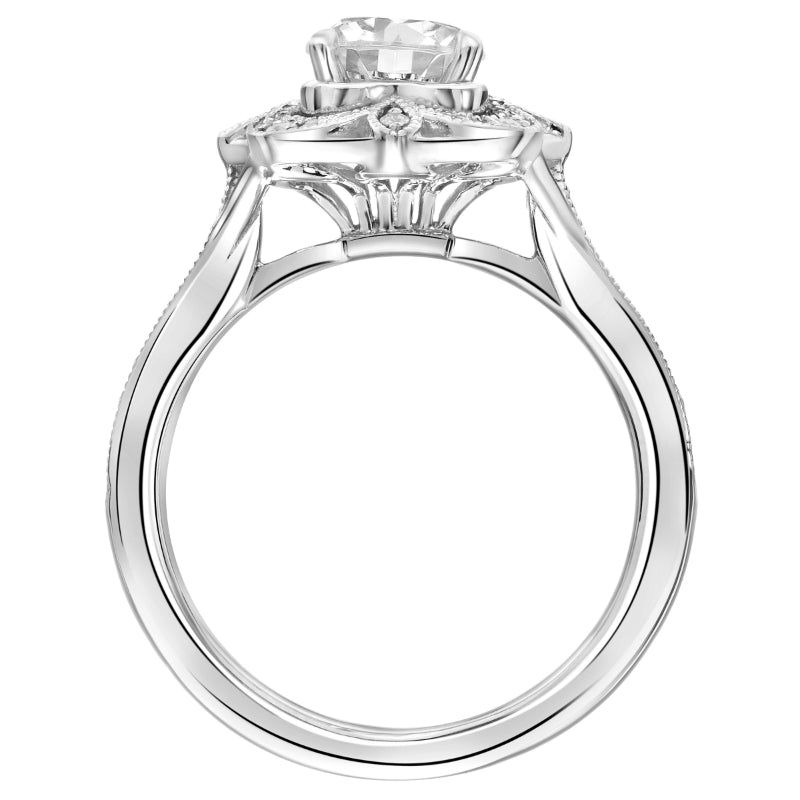 Artcarved Bridal Semi-Mounted with Side Stones Vintage Vintage Engagement Ring Helen 14K White Gold