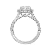 Artcarved Bridal Mounted with CZ Center Classic Halo Engagement Ring Penny 18K White Gold