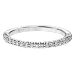 Artcarved Bridal Mounted with Side Stones Classic Halo Diamond Wedding Band Penny 18K White Gold