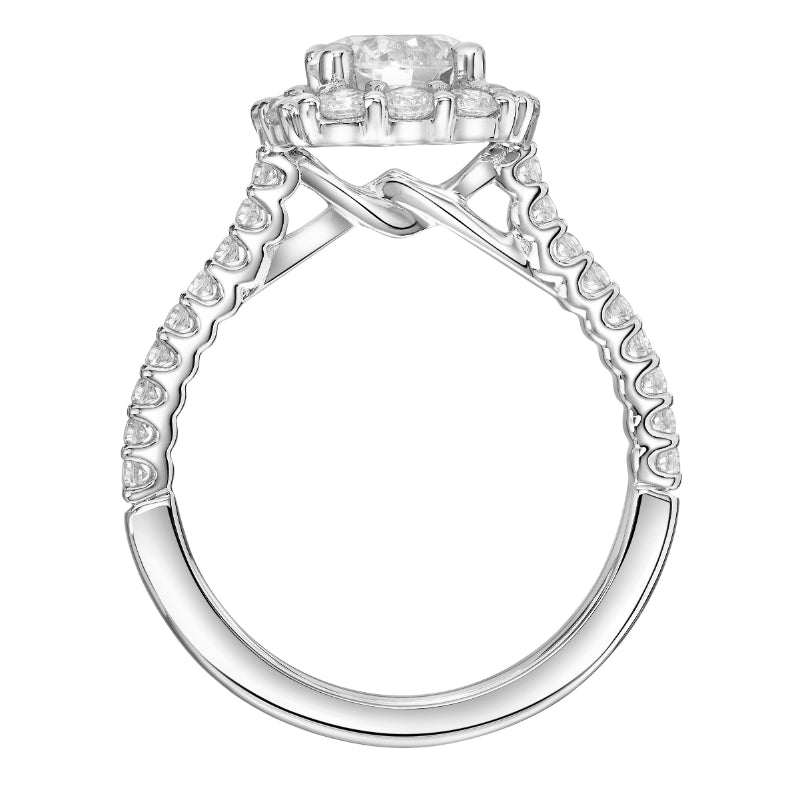 Artcarved Bridal Mounted with CZ Center Classic Halo Engagement Ring Dolly 14K White Gold