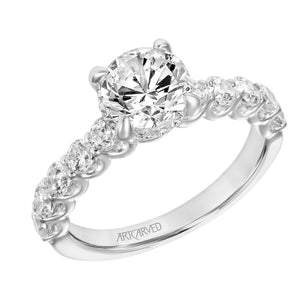 Artcarved Bridal Mounted with CZ Center Classic Diamond Engagement Ring Tina 18K White Gold