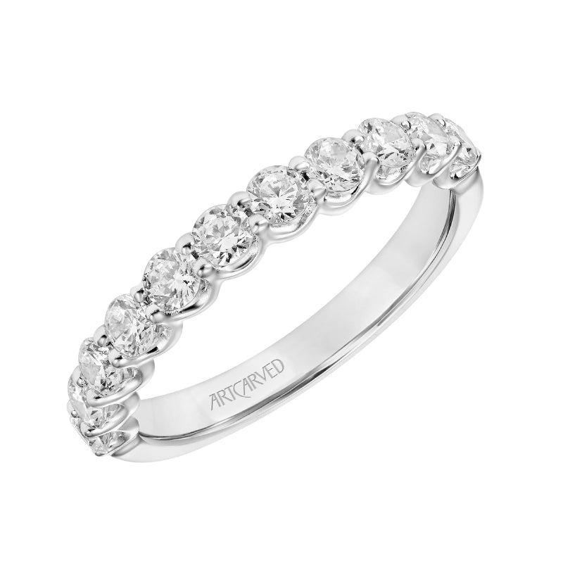 Artcarved Bridal Mounted with Side Stones Classic Diamond Wedding Band Tina 18K White Gold