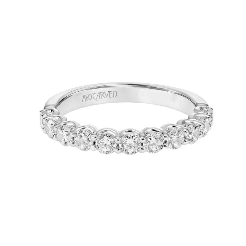 Artcarved Bridal Mounted with Side Stones Classic Diamond Wedding Band Tina 18K White Gold