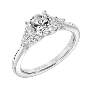 Artcarved Bridal Semi-Mounted with Side Stones Classic 3-Stone Engagement Ring Maryann 18K White Gold