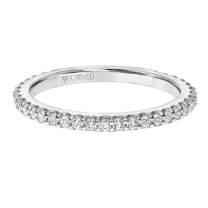 Artcarved Bridal Mounted with Side Stones Classic 3-Stone Diamond Wedding Band Maryann 14K White Gold