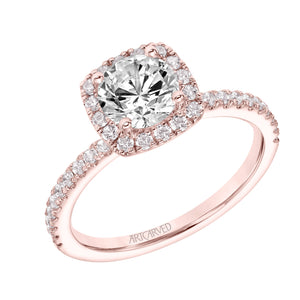 Artcarved Bridal Mounted with CZ Center Classic Halo Engagement Ring Molly 14K Rose Gold