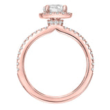 Artcarved Bridal Semi-Mounted with Side Stones Classic Halo Engagement Ring Molly 14K Rose Gold