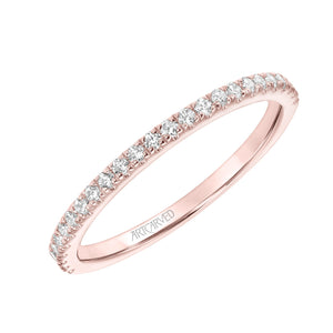 Artcarved Bridal Mounted with Side Stones Classic Diamond Wedding Band Molly 18K Rose Gold