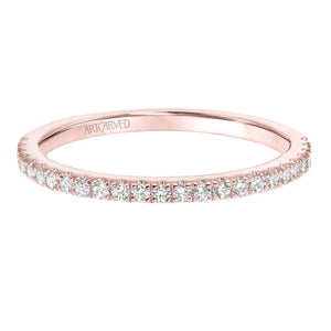 Artcarved Bridal Mounted with Side Stones Classic Diamond Wedding Band Molly 18K Rose Gold