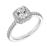 Artcarved Bridal Mounted with CZ Center Classic Halo Engagement Ring Tori 18K White Gold