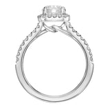 Artcarved Bridal Semi-Mounted with Side Stones Classic Halo Engagement Ring Tori 14K White Gold