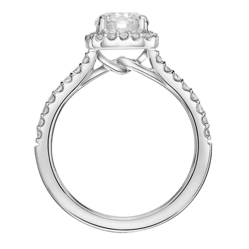 Artcarved Bridal Semi-Mounted with Side Stones Classic Halo Engagement Ring Tori 14K White Gold