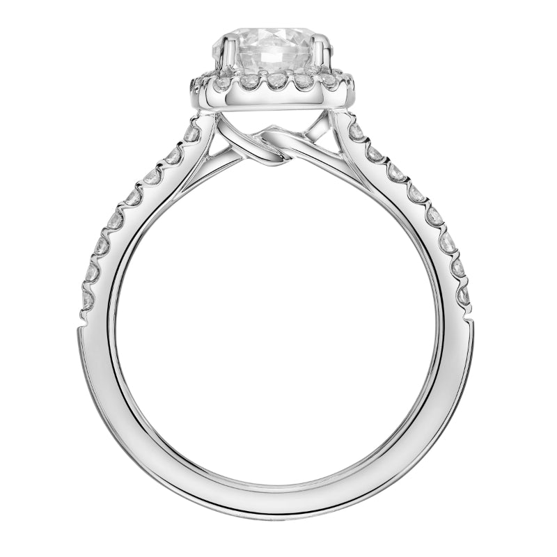 Artcarved Bridal Semi-Mounted with Side Stones Classic Halo Engagement Ring Tori 18K White Gold