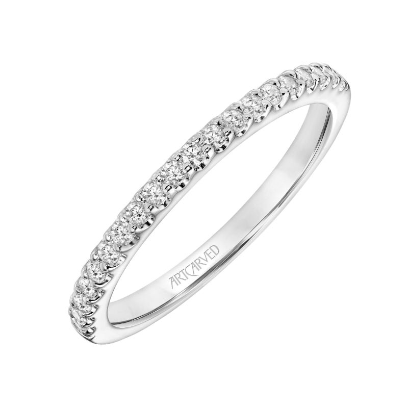 Artcarved Bridal Mounted with Side Stones Classic Diamond Wedding Band Tori 14K White Gold