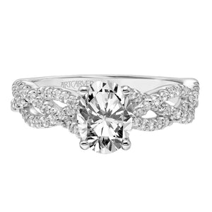 Artcarved Bridal Semi-Mounted with Side Stones Contemporary Twist Engagement Ring Angelique 14K White Gold