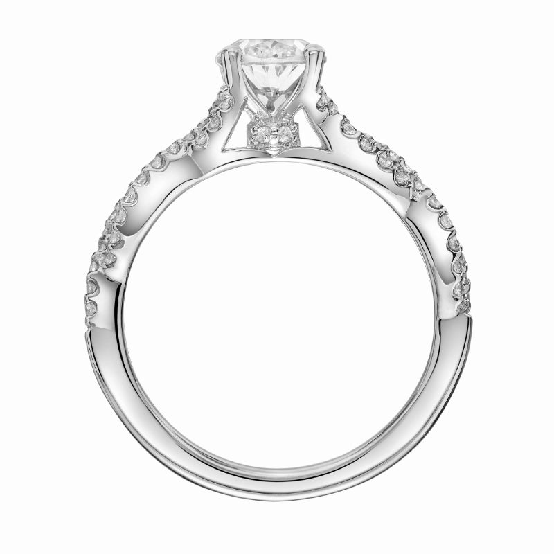 Artcarved Bridal Semi-Mounted with Side Stones Contemporary Twist Engagement Ring Angelique 18K White Gold