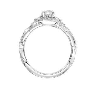 Artcarved Bridal Mounted Mined Live Center Contemporary One Love Engagement Ring Dakota 14K White Gold