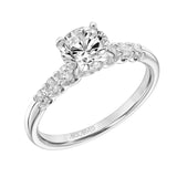 Artcarved Bridal Semi-Mounted with Side Stones Classic Engagement Ring Erica 18K White Gold