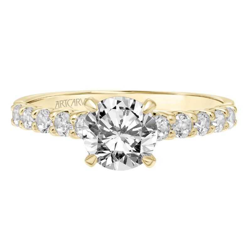 Artcarved Bridal Semi-Mounted with Side Stones Classic Engagement Ring Faye 14K Yellow Gold