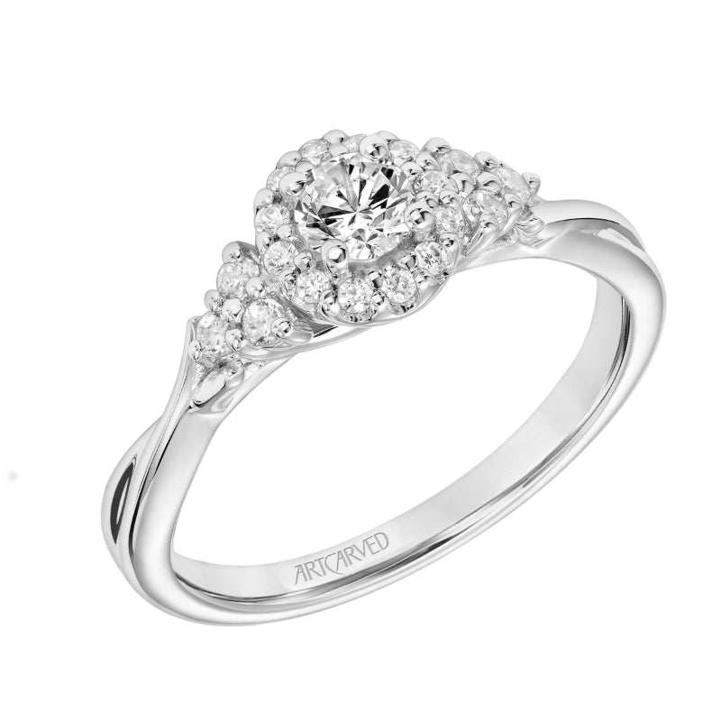 Artcarved Bridal Mounted Mined Live Center Contemporary One Love Engagement Ring 18K White Gold