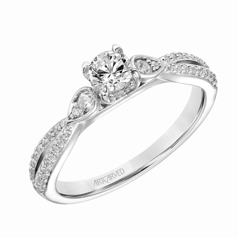 Artcarved Bridal Mounted Mined Live Center One Love Engagement Ring 18K White Gold