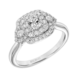 Artcarved Bridal Semi-Mounted with Side Stones One Love Engagement Ring Wendy 14K White Gold