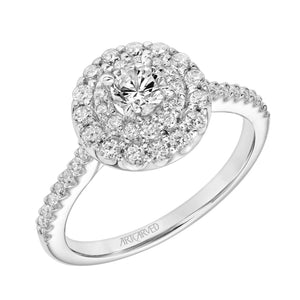Artcarved Bridal Semi-Mounted with Side Stones Classic One Love Engagement Ring Athena 18K White Gold