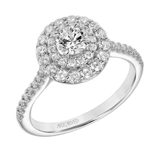 Artcarved Bridal Mounted Mined Live Center Classic One Love Engagement Ring 14K White Gold