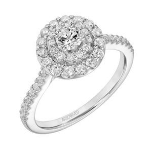 Artcarved Bridal Semi-Mounted with Side Stones Classic One Love Engagement Ring Athena 14K White Gold