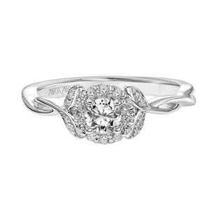 Artcarved Bridal Mounted Mined Live Center Contemporary One Love Engagement Ring Willow 18K White Gold