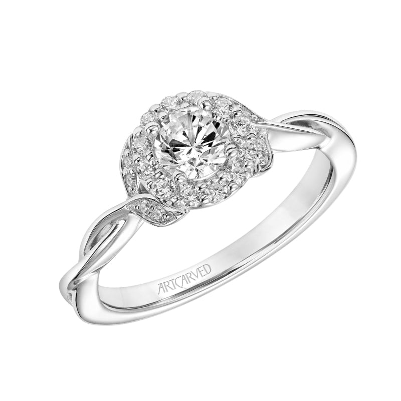 Artcarved Bridal Mounted Mined Live Center Contemporary One Love Engagement Ring Willow 14K White Gold