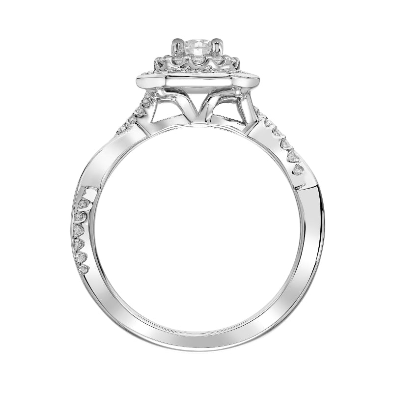 Artcarved Bridal Mounted Mined Live Center Contemporary One Love Engagement Ring Chantal 14K White Gold