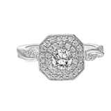 Artcarved Bridal Mounted Mined Live Center Contemporary One Love Engagement Ring Chantal 14K White Gold