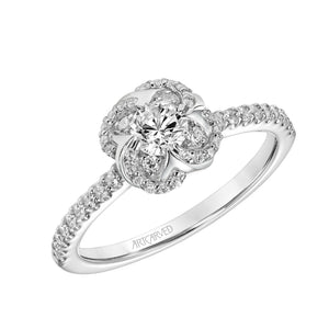 Artcarved Bridal Mounted Mined Live Center Contemporary One Love Engagement Ring Dominique 18K White Gold