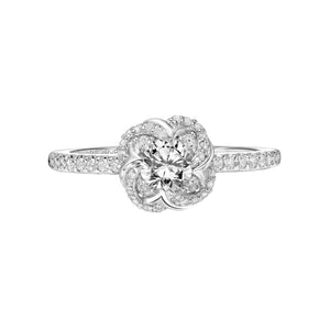 Artcarved Bridal Mounted Mined Live Center Contemporary One Love Engagement Ring Dominique 14K White Gold