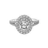 Artcarved Bridal Mounted with CZ Center Classic Halo Engagement Ring Bree 14K White Gold