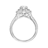 Artcarved Bridal Mounted with CZ Center Classic Halo Engagement Ring Bree 14K White Gold