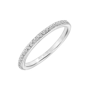 Artcarved Bridal Mounted with Side Stones Classic One Love Diamond Wedding Band Bree 18K White Gold