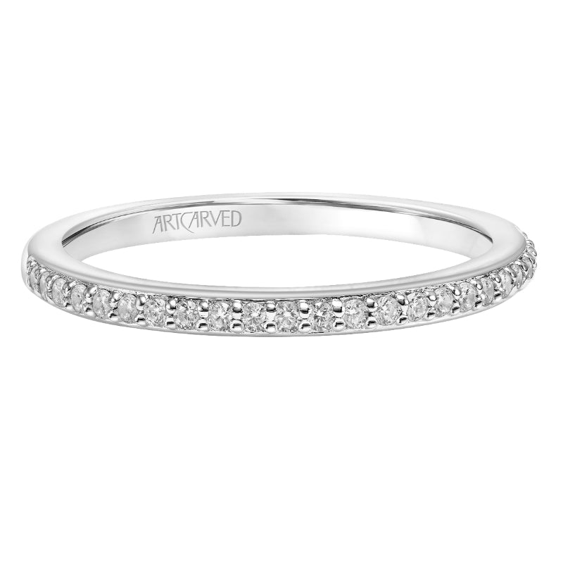 Artcarved Bridal Mounted with Side Stones Classic One Love Diamond Wedding Band Bree 18K White Gold