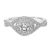 Artcarved Bridal Mounted Mined Live Center Contemporary One Love Engagement Ring Mystelle 14K White Gold