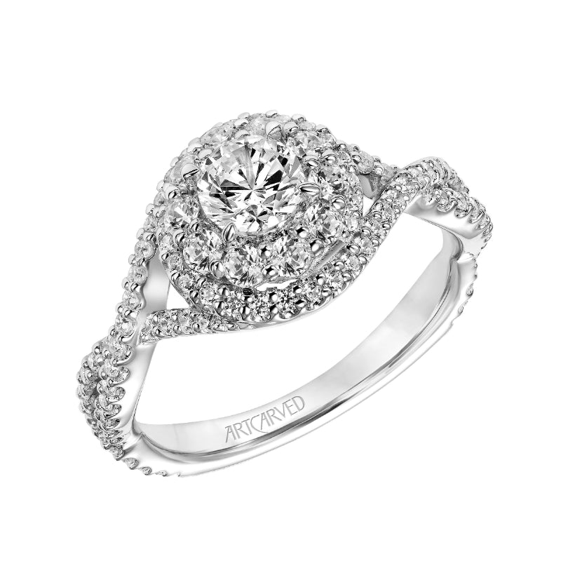 Artcarved Bridal Mounted Mined Live Center Contemporary One Love Engagement Ring Mystelle 14K White Gold