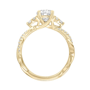 Artcarved Bridal Semi-Mounted with Side Stones Contemporary 3-Stone Engagement Ring 18K Yellow Gold