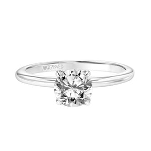 Artcarved Bridal Semi-Mounted with Side Stones Classic Solitaire Engagement Ring Elyse 14K White Gold