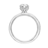 Artcarved Bridal Semi-Mounted with Side Stones Classic Solitaire Engagement Ring Elyse 14K White Gold