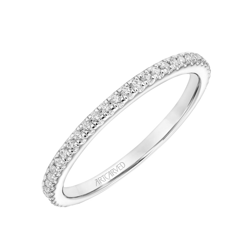 Artcarved Bridal Mounted with Side Stones Classic Solitaire Diamond Wedding Band Elyse 18K White Gold