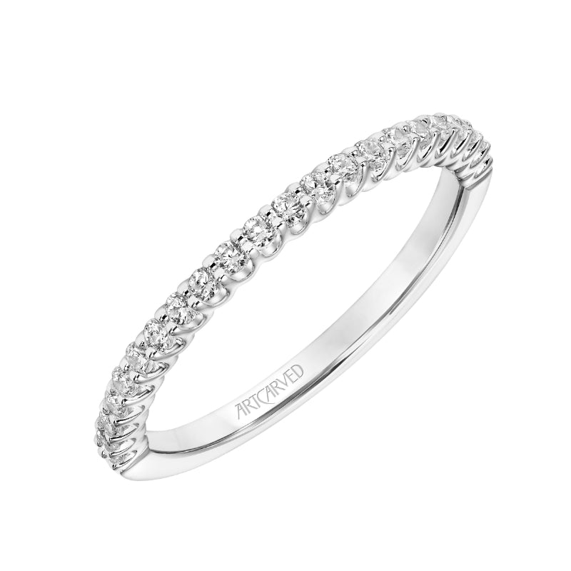 Artcarved Bridal Mounted with Side Stones Classic Halo Diamond Wedding Band Jocelyn 18K White Gold