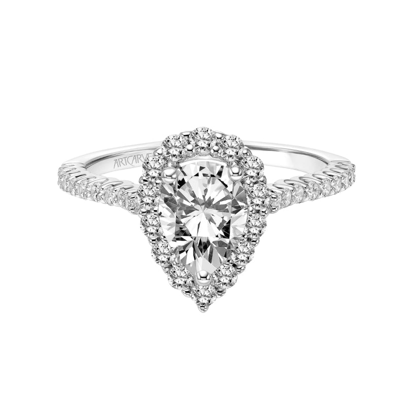 Artcarved Bridal Semi-Mounted with Side Stones Classic Halo Engagement Ring Melissa 14K White Gold